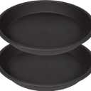Plant Saucer Pot Tray 26 inch, Extra Large 2 Packs 26 inch Plastic Flower Planter Saucers, Heavy Drainage Tray for Indoors No Holes, Durable Plant Plate Water Catcher (Brown)