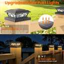 Brightever 4x4 3.5x3.5 Solar Post Cap Lights, 12-Pack Solar Powered Fence Post Light Outdoor Waterproof for Vinyl/Wooden Post, 2 Modes(Warm/Cool Light), Black Solar Deck Post Lights for Patio, Porch