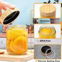 Encheng 16oz Glass Jars with Lids, Overnight Oats Containers with Bamboo Lids, Wide Mouth Glass Mason Jar Food Storage Containers for Salad,Yogurt,Meal Prep,6 Pack
