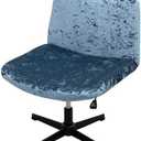 Armless Chair Slipcover Criss Cross Accent Mid Back Wide Seat Swivel Task Chair Protector Stretch Removable for Living Room Bedroom Accent Chair (Gray Blue)