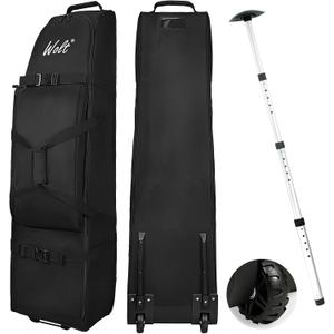 Wolt | Golf Travel Bag with Anti-Impact Support System - Soft Padded Golf Travel Case for Airlines, 900D Heavy Duty Oxford Fabric Golf Travel Cover with Wheels (Black)