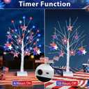 4th of July Decorations, 2 Pack 24 Inch Fourth of July Decorations Patriotic Tree with 8 Wooden Ornaments, USB/Battery Operated Red White Blue Lights Independence Day July 4th Decorations for Home