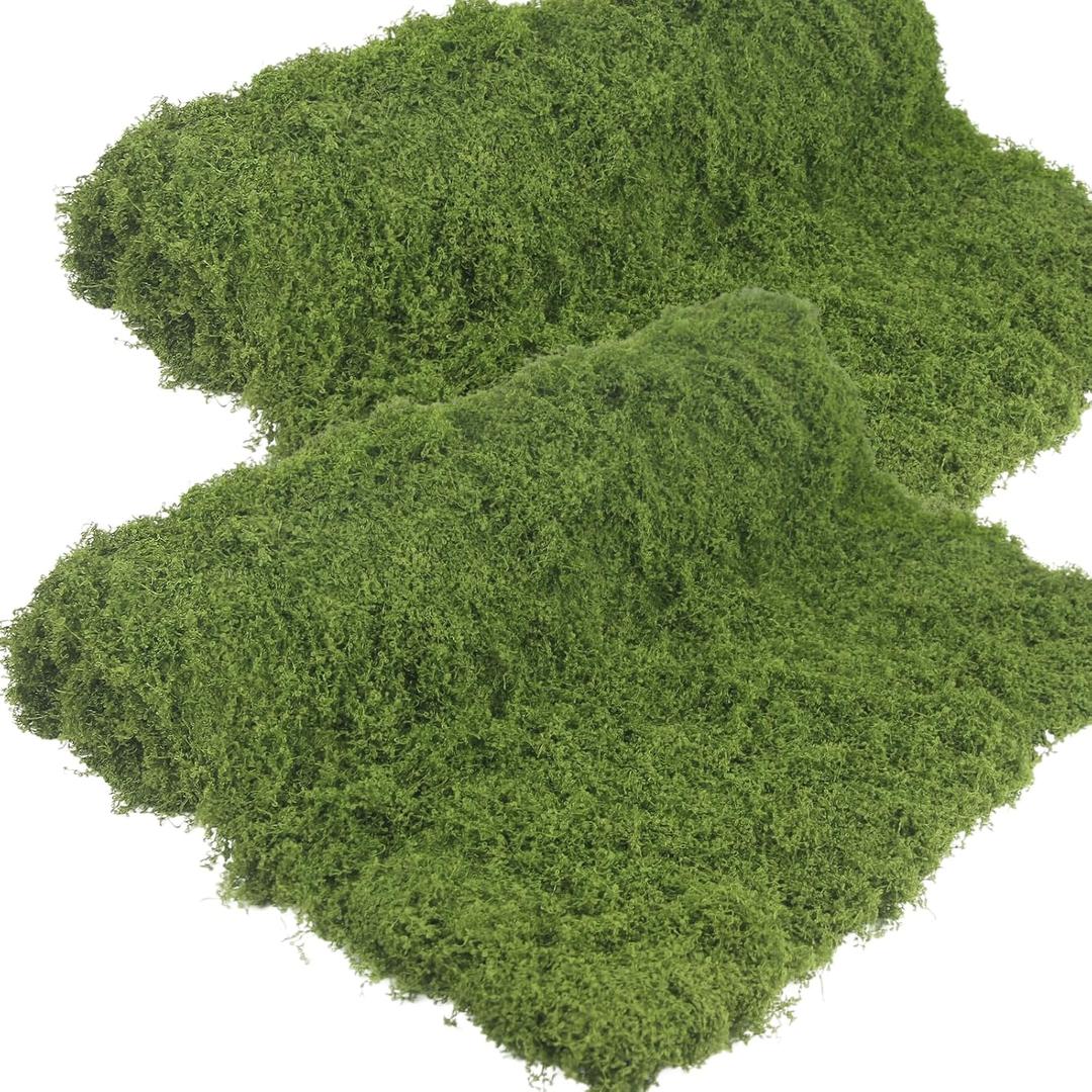 FAICOIA 2 Pcs Artificial Moss Mat for Decorating Mossy Table Runner Fake Moss Rug Dark Green 39" x 39" Faux Grass Roll for Plants Indoor Planters Crafts DIY Table Fairy Garden Wedding Easter 100x100cm