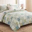 Blue Floral Duvet Cover Set King Size 100% Cotton Botanical Patchwork Vintage Bedding Quilt Cover All Season 3 Pieces Soft Lightweight Comforter Cover