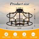 UOFUS Black Farmhouse Chandelier 6-Light Metal Dining Room Light Fixture Modern Industrial Semi Flush Mount Ceiling Light Fixture for Kitchen Island Bedroom Entryway Hallway Foyer E12 Base