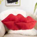 AELS 3D Large Lips Throw Pillows, Set of 2, Soft Decorative Love Pillows, Velvet Cute Pillow for Couch, Sofa, Bed, Living Room, Bedroom, Red