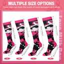 Xtinmee 24 Pairs Breast Cancer Awareness Socks Pink Ribbon Football Camo Breast Cancer Socks for Women (Small, Bright Colors)