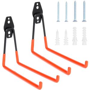 2 Pack Heavy Duty Steel Utility Wall Hooks, Wall Mount Garage Storage Organizer for Hanging Ladders, Bikes,Garden Tools, Skis