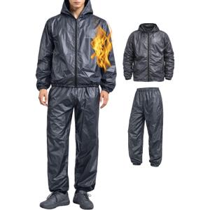 Sauna Sweat Suit Jacket Pants Hoodie Shirt Top Shapewear Trainer Workout Body Shaper Sweatsuit Boxing Workout Exercise MMA Weight Loss EVA Men Women (3XL)