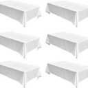 Fitable Faux Linen White Tablecloths for Rectangle Tables - 90 x 156 Inch - 6 Pack Fabric Textured Washable Table Clothes Floor Lenghth Table Covers for Wedding, Party, Banquet, Birthday