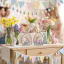 2 Pcs Easter Decorations for Home, Wooden Bunny Standing Tabletop for Rabbit Easter Decor, Cute Bunny Decorations Decor, Farmhouse Ornament Rabbit Sign for Spring Home Decoration