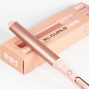 INH Oval Curling Wand for Long Hair - 8" Extra Long Barrel Curling Iron for Loose Curls & Hollywood Waves, XL Oval Wand Deluxe, No Clamp Curling Iron 1 1/2 Inch for Blowout Volume, Dual Voltage Curler