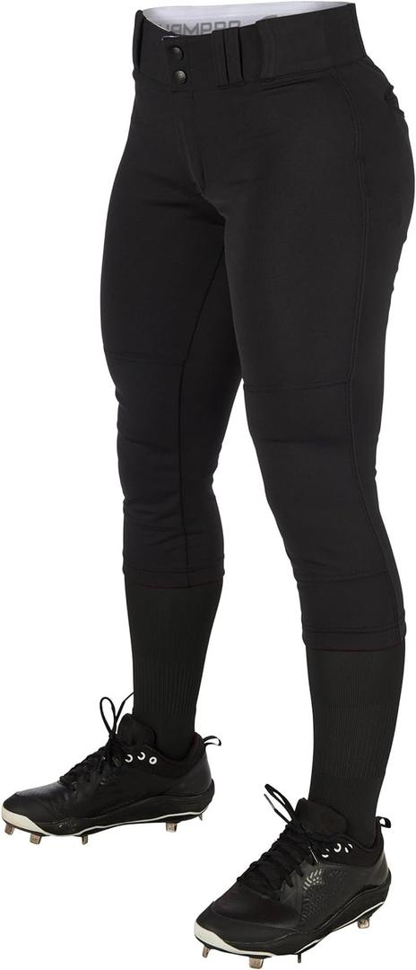 CHAMPRO Girls' Standard Low-Rise Softball Pants (Medium, Black)