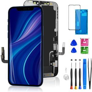for iPhone 12/12 pro Screen Replacement Kit Black 6.1 Inch 3D Touch Digitizer Display LCD Screen Replacement Glass with Repair Tools Set for A2172, A2402, A2403, A2404 (For 6.1inch iPhone 12)