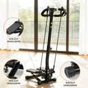 BeBecome Steppers for Exercise at Home, Twist Stair Stepper with Handlebar, Low Impact Fitness Step Machine with LCD Monitor, with Tension Band,Quiet Hydraulic Cardio Trainer for Indoor Workouts