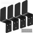 1.5x2.5 Door Barricade Brackets, 4 Pcs Drop Open Bar Security Door Barricade, Heavy Duty Z-Shape Black Bar Security Door Lock Brackets Fits 1.5x2.5 Boards, Home, Barn, Gate, Shed, Garage Security