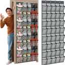 Windyun 40 Over the Door Shoe Organizer Large Mesh Pocket Hanging Shoe Rack for Closet Gray Nonslip Behind Door Storage Holder Back to School Organizer for Dorm Room College Classroom Storage