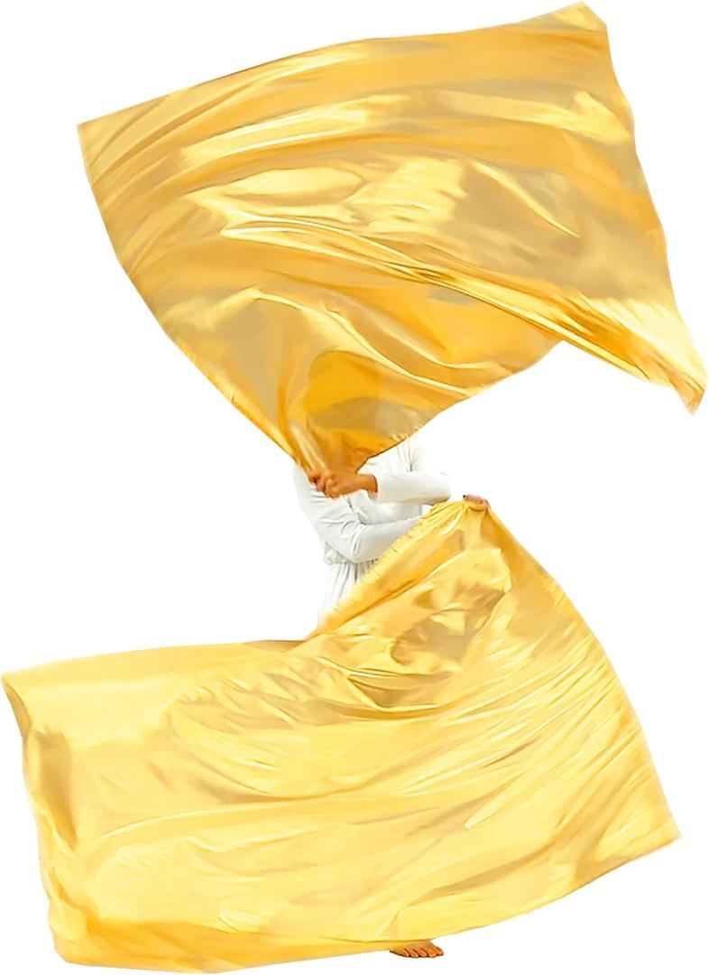 Wuchieal 53 X45 Inch Rectangle Worship Flags with Flex rods,Rectangular Praise Church Flag, Metallic Praise Dance Flags for Worship Dance Ministry Gold