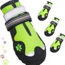 Dog Shoes for Large Dogs, 360Anti Slip Medium Dog Boots & Paw Protectors Winter Snowy, Waterproof 4Pcs Dog Booties with Reflective Strips (Size 8: 2.95''x3.46''(W*L), Green)
