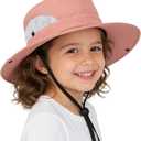 3 x Kids Sun Hat for Girl with UV-Protection Beach Bucket - Wide Brim Safari Boonie Cap for Summer Outdoor(5-9Years)