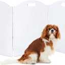 Clear Acrylic Dog Gate for The House - Freestanding Pet Barrier for Doorways, Folding 3-Panel Fence for Inside - Puppy and Cat Fence