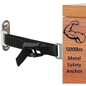 Anti-Tipping Furniture Anchor for Baby Proofing, OKETHERMO (Set of 4/ Black), Furniture Wall Anchor, Prevents Furniture from Tilting and Falling, Suitable for Dressers, Chests of Drawers, TV Cabinets, etc