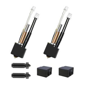 2 Pcs Full Metal Hotend Extruder Print Head Kit Kobra 3 Hotend, Extra 2 Pcs High Temperature Hardened Steel 0.4mm Nozzles and 2 Pcs Silicone Socks for Anycubic Kobra 3 3D Printer