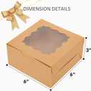 Bakepacker 100pcs Kraft Bakery Boxes with Window 6x6x3 inches Thick & Sturdy Macaroon Pastry Boxes Cookie Boxes for Bakerys