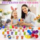 24pcs Prefilled Easter Eggs with Animal Squishy Toys, Party Favors for Kids, Easter Basket Stuffers Egg Hunt Egg Fillers Mochi Squeeze Toys for Boys Girls, Birthday Gifts, Classroom Prizes