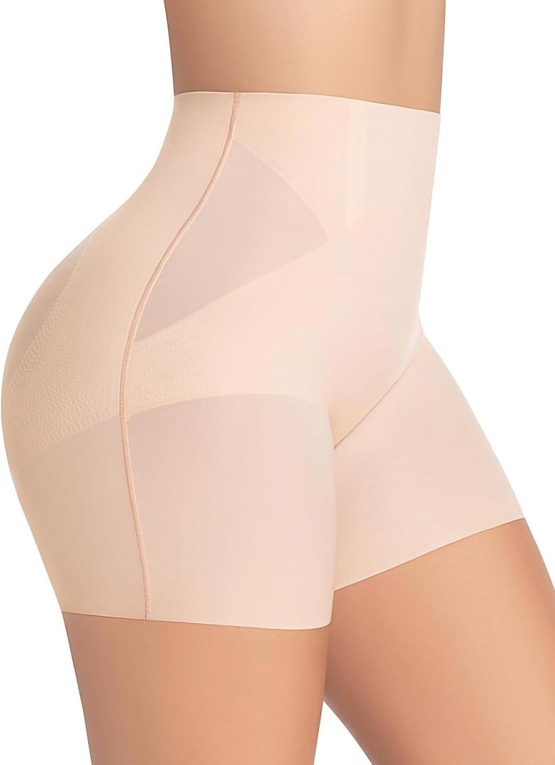 Mid-Waist Shapewear Shorts for Women, Tummy Control (Beige, XXL)