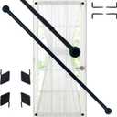 French Door Curtain Rods - 3/8 Inch Diameter, 28-48 Inch Adjustable, Includes Adhesive & Screw Brackets for Tier Curtains, Valance Curtains, Set of 2, Black