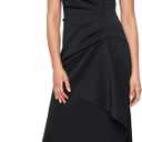 Alex Evenings Women's Sleeveless Stretch Scuba Crepe Mother of the Bride Dress with Tucked Waist and Cascade Detail Skirt (Black, L/4)