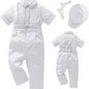 Booulfi Baptism Christening Outfits for Boys Birthday Outfit Baby Boy Gentleman Church Blessing Photoshoot Baby Boy Suits (12-18 Months, #219-white)