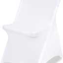 White Chair Covers Stretch Folding Chair Covers Universal Spandex Fitted Chair Slipcovers for Wedding Dining Party Banquet Holidays Celebration Trade Show Craft Show Decoration (100 Pack)