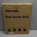 Bed Rails for Elderly Adults Safety - ASTM Approved Adjustable Bed Cane Supports 350LBS with Non-Slip Grip & Storage Pocket, Stable Bed Assist Rails for Seniors, Tool-Free (Medium, Black Curved Handle Without Light)