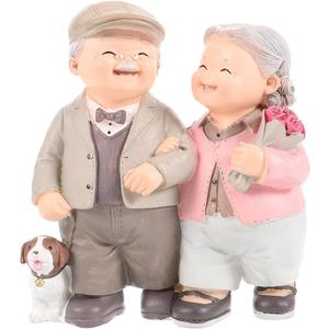 Grandparents Couples Statue Elderly Couple 50th Anniversary Golden Marriage s Old Married Figurine Wedding Figurines Parents Figure Ornaments