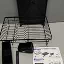 Dish Drying Rack - Space-Saving Small Dish Rack for Kitchen Counter, Rust-Resistant Kitchen Drying Rack, Compact Dish Drainer Organizer with Utensil Holder for Home Kitchen, Black