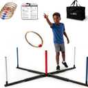 Giant Ring Toss Game for Adults & Kids - 48" Expandable Base with 10" Steel-Core Rings - Outdoor Backyard Lawn Games for Family Party, Camping & Tailgating - Scoreboard & Bag Included