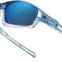 Long Keeper Polarized Sport Sunglasses Women Men Wrap Around Cycling Sunglasses for Running Driving Fishing Hiking Riding (Clear Gradient Blue Blue)