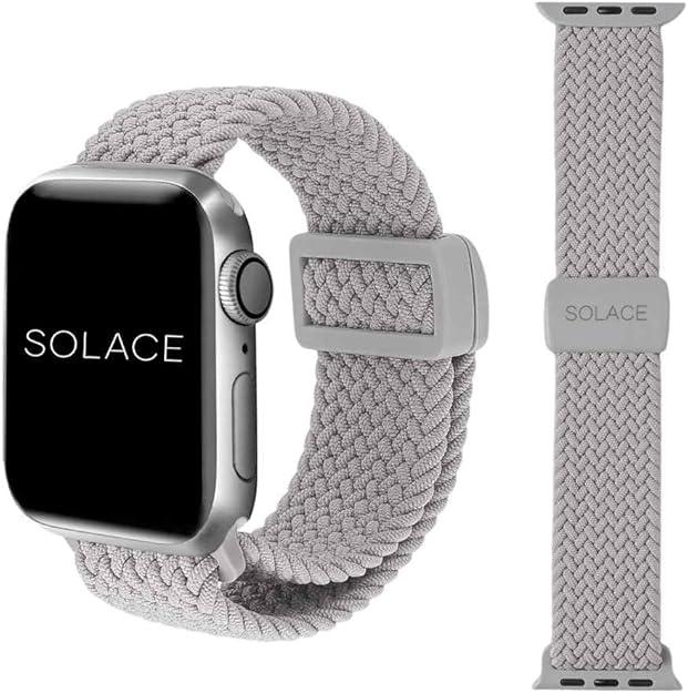 Solace Bands Imperium Adapt Wide Adjustable Nylon Braided Watch Band - Compatible with All Apple Watches - Solace Apple Watch Bands for Women & Men - Smart Watches Band Series 10 9 8 7 6 SE 5 4 3 2 1 Pearl