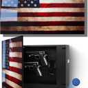 Biometric Hidden Gun Safe fits 2 pistols,Quick Access Hidden Gun Storage with Movable Bracket and Magazine,Wall Mount Gun Safe for Secure Firearm Storage with Fingerprint, Key Access(18.8 inch)