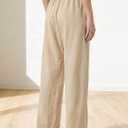Cotton Linen Pants for Women Casual Wide Leg Trousers with Pockets | High Waist, Drawstring Elastic Waist, Palazzo Pants, Lightweight Lounge, Work Lounge Pant Beach Vacation size L