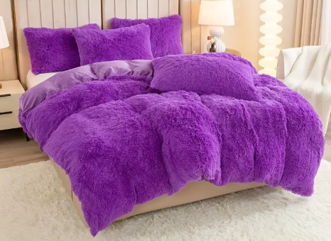 Andency Fluffy Navy Blue Comforter Set King Size, 3 Pieces Winter Faux Fur Warm Soft Fuzzy Plush Bedding Comforter Set (1 Velvet Comforter & 2 Pillowcases), Thick Heavy Comfy Comforters Bedding Set