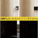 NICETOWN 100% Absolutely Blackout Linen Curtains with Thermal Insulated White Liner, Camel, W52 x L108, 2 Panels, Textured Linen Look Noise Reducing Window Treatments Drapes for Bedroom/Living Room