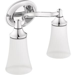 Moen YB2862CH Eva 2-Light Dual-Mount Bath Bathroom Vanity Fixture with Frosted Glass, Chrome