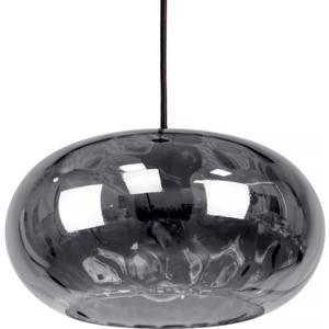 Smoked Grey Glass Pendant Lighting, 11" Hammered Lampshade Hanging Lamp, 1-Light Matte Black Chandelier for Dining Living Room Kitchen Island