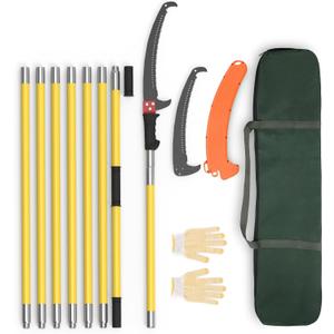 Pole Saws for Tree Trimming, 7.3-27 ft Extendable Tree Trimmers Long Handle Pruner, Sharp Steel Blade and Scissors High Branches Trimming, Tree Pruner, Tree Saw (7.3-27 ft)