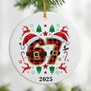 6 7 Christmas Ornament 2025, Funny 67 Meme Ornament, Funny Christmas Ornaments 2025, 6 7 Ornaments for Christmas Tree, 67 Gift, Stocking Stuffers for Teens Pack of 2