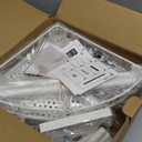 SWTYMIKI Corner Shower Caddy Standing - 3 Tier Stainless Steel Shower Organizer Stand with 4 Hooks & Soap Holder, Rustproof Metal Standing Tall Floor Shower Shelf and Bathroom Organizer, White