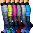 Bluemaple 6 Pack Copper Compression Socks for Women and Men Circulation-Best Support for Medical, Running,Nursing,Athletic (Large-X-Large, B-assorted7)